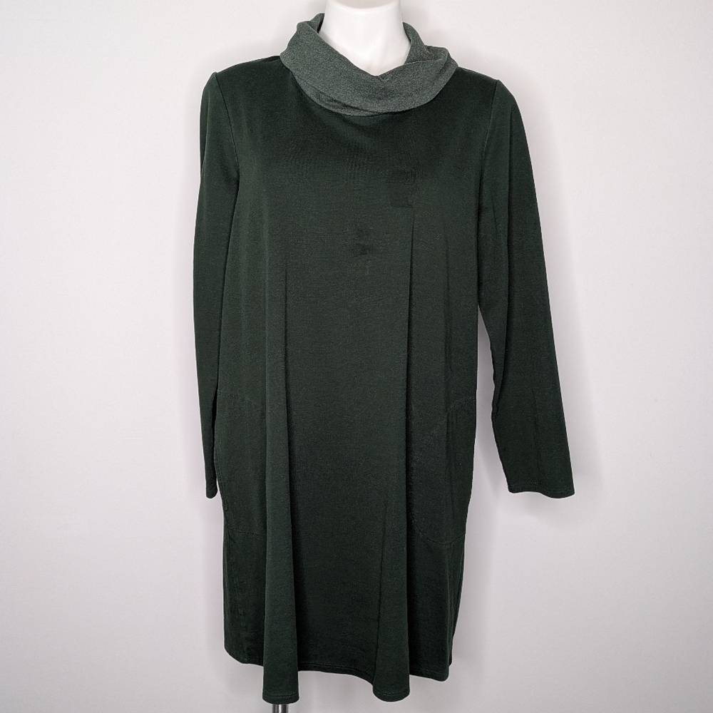 J Jill Pure Him Green Cowl Neck Long Sleeve Sweatshirt Dress L